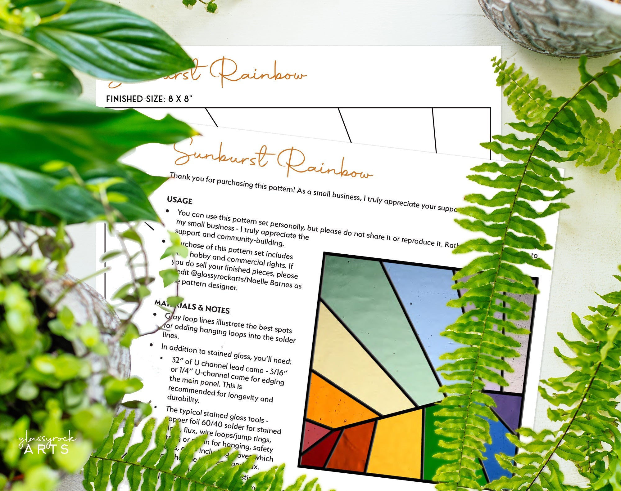 Beginner Square Abstract Rainbow Stained Glass Pattern