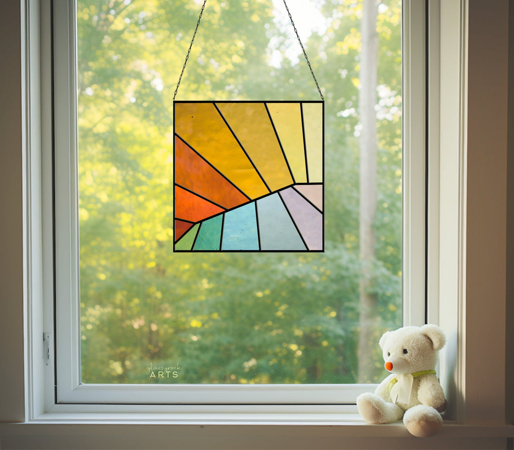 Beginner Square Abstract Rainbow Stained Glass Pattern