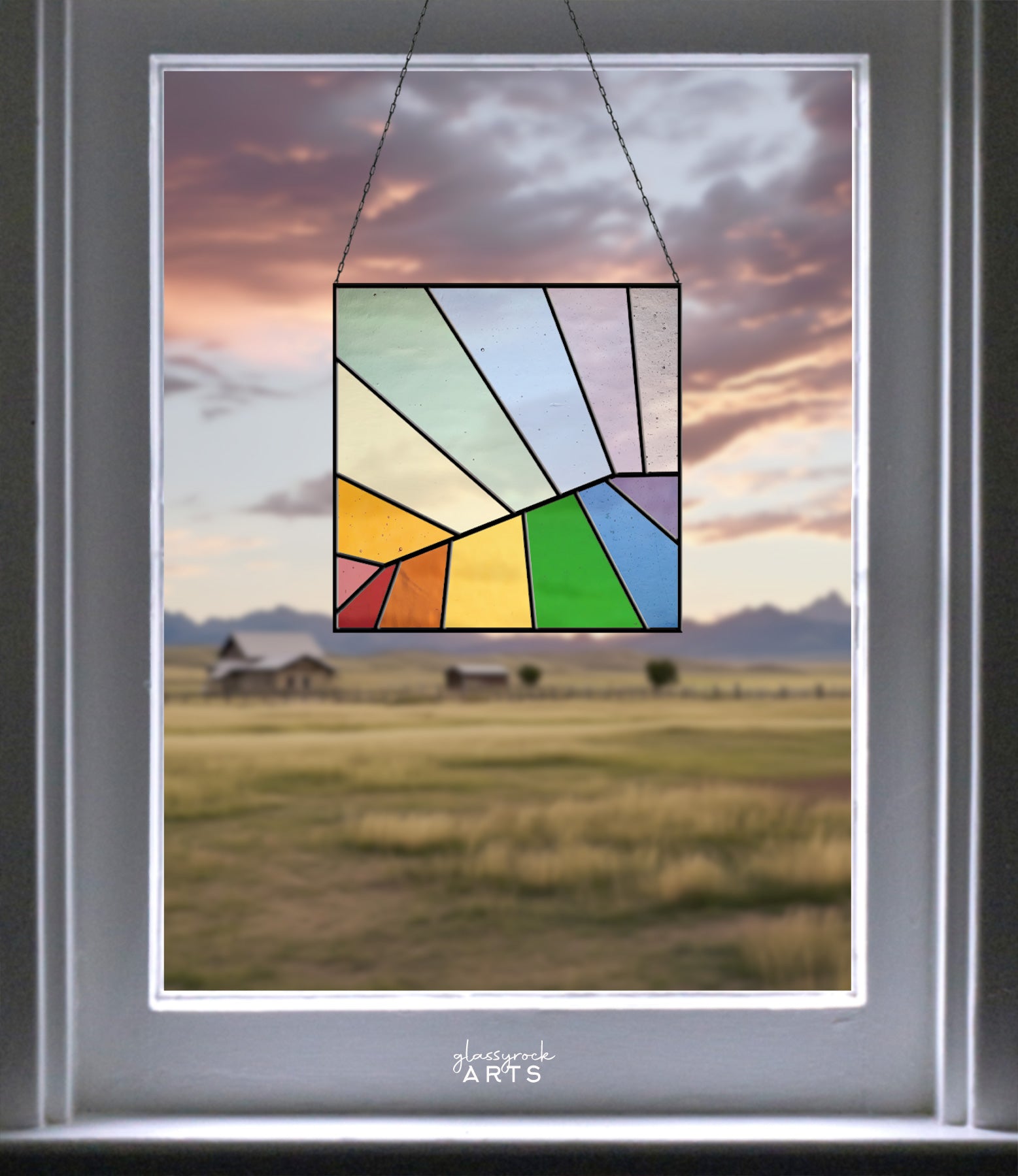 Beginner Square Abstract Rainbow Stained Glass Pattern