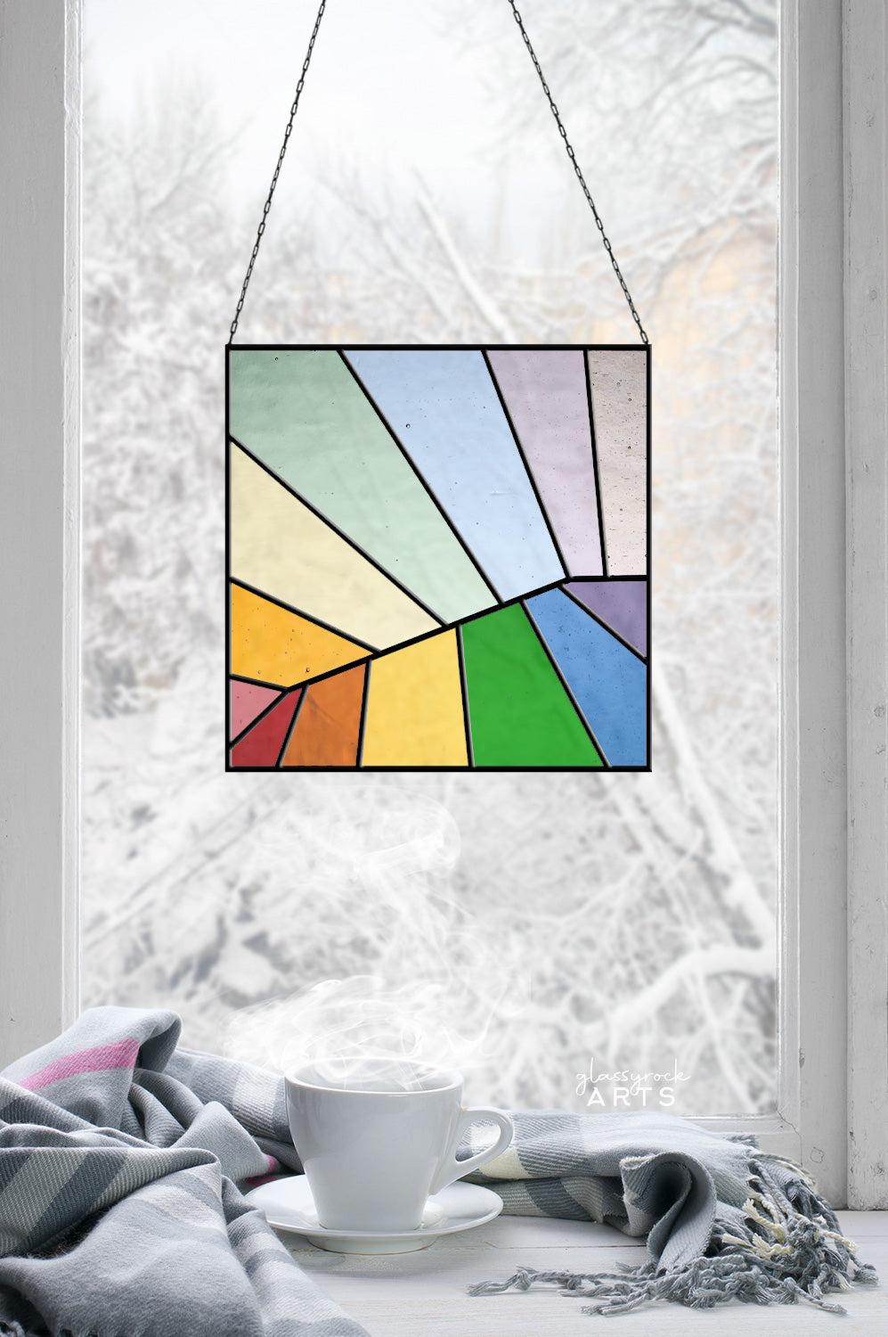 Beginner Square Abstract Rainbow Stained Glass Pattern