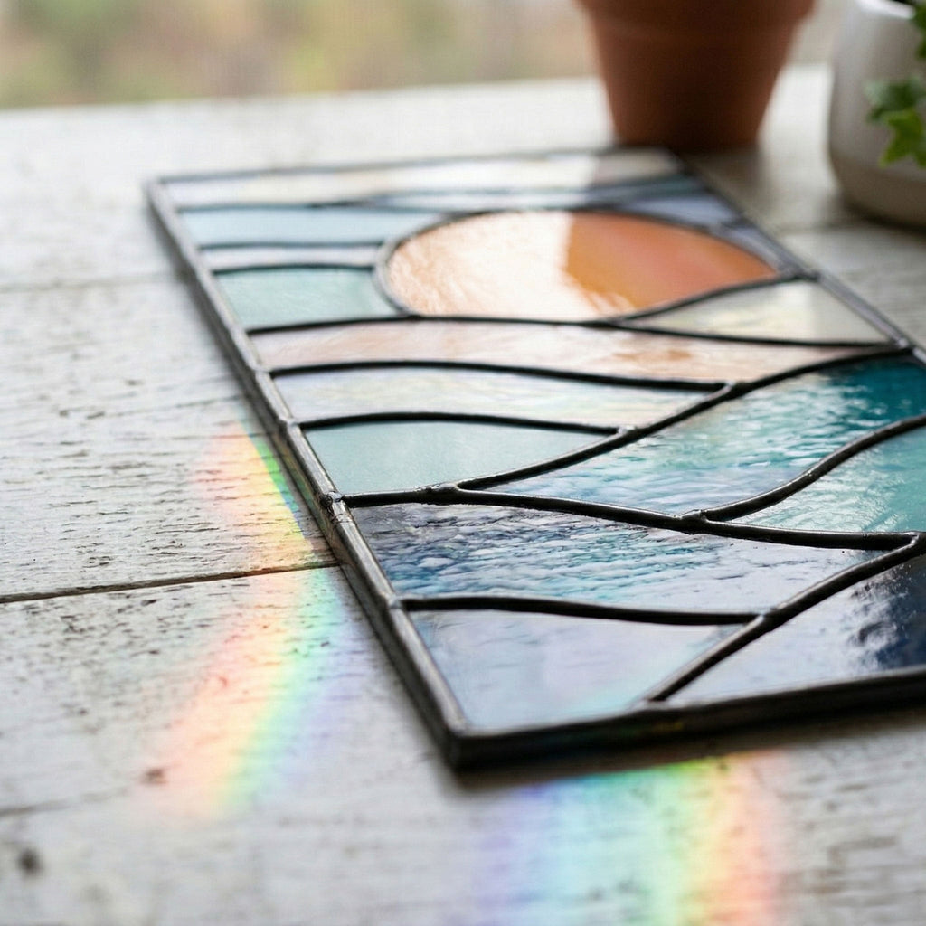 Sunset Landscape Stained Glass Pattern and PNG
