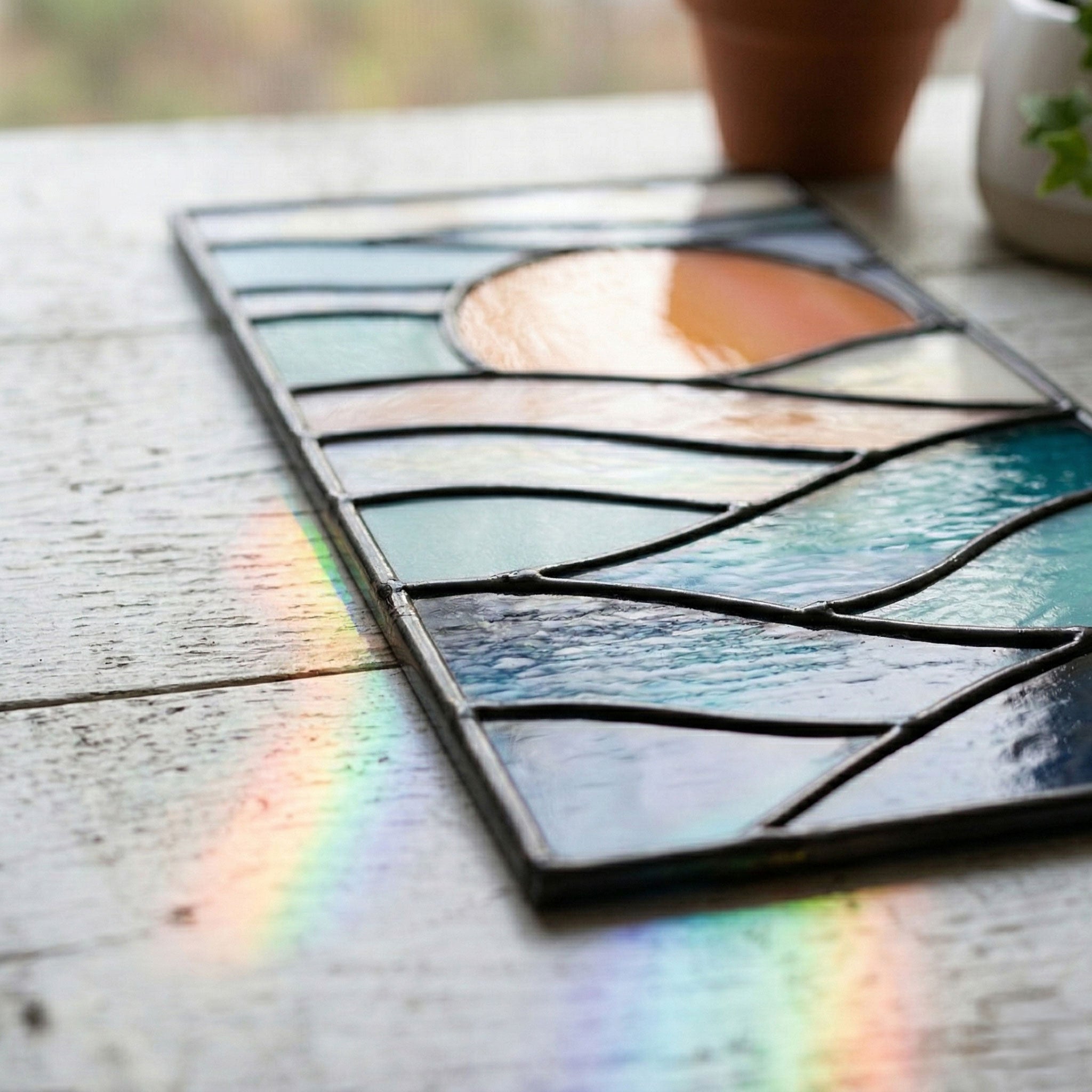 Sunset Landscape Stained Glass Pattern and PNG