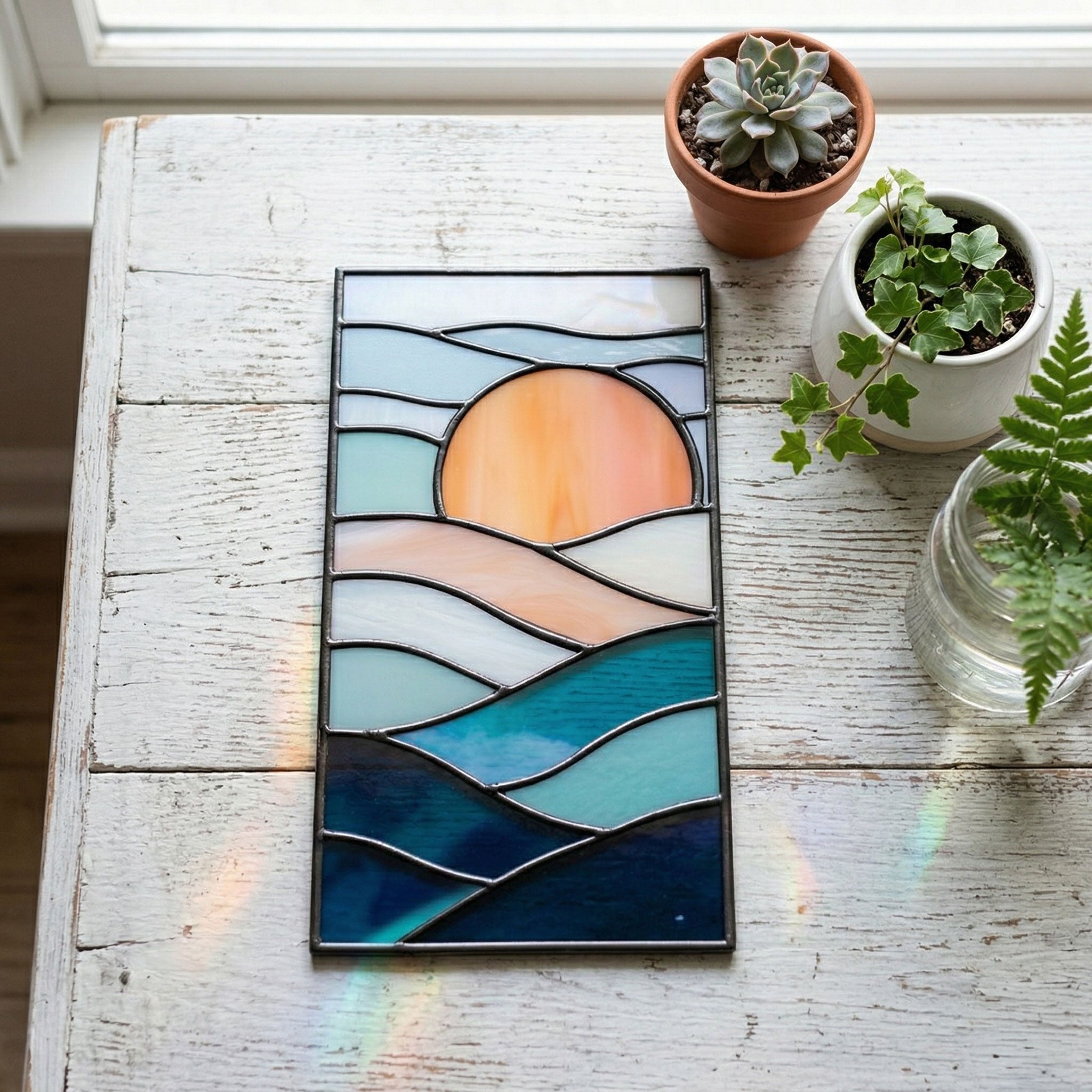 Sunset Landscape Stained Glass Pattern and PNG