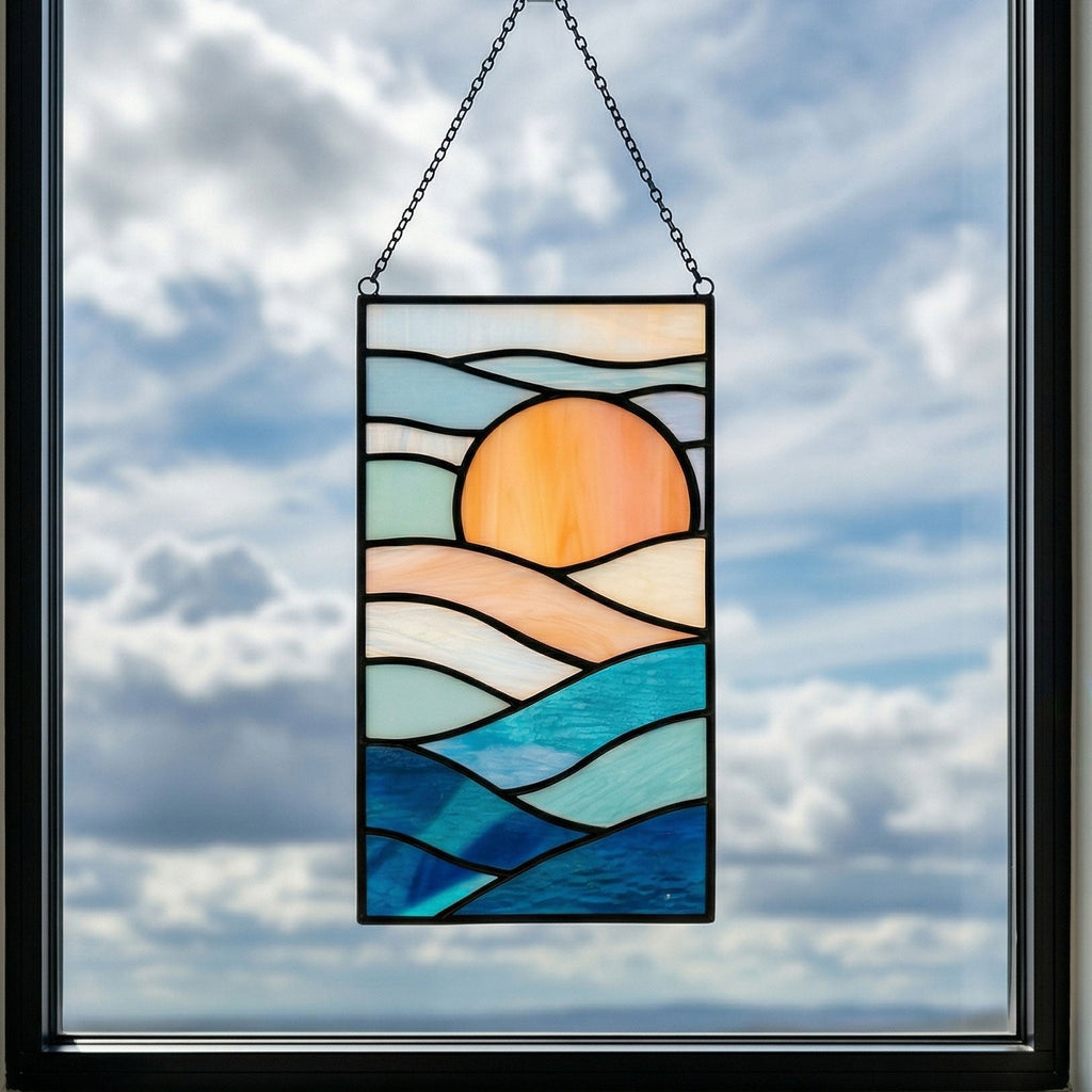 Sunset Landscape Stained Glass Pattern and PNG