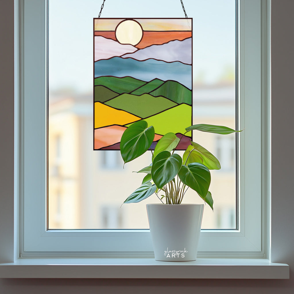 Mountain Landscape Stained Glass Pattern
