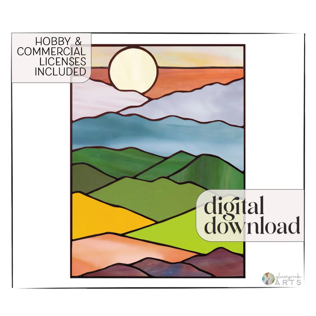 Mountain Landscape Stained Glass Pattern