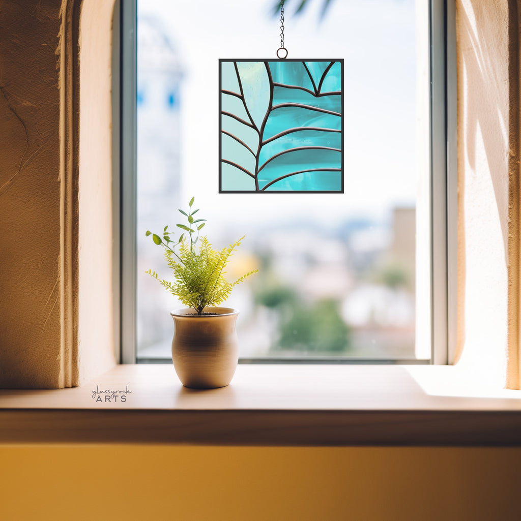 Modern Leaves Stained Glass Square Pattern