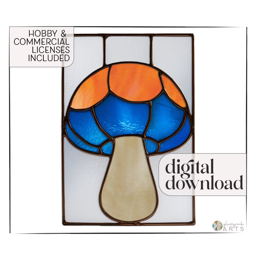 Mushroom Stained Glass Pattern and PNG