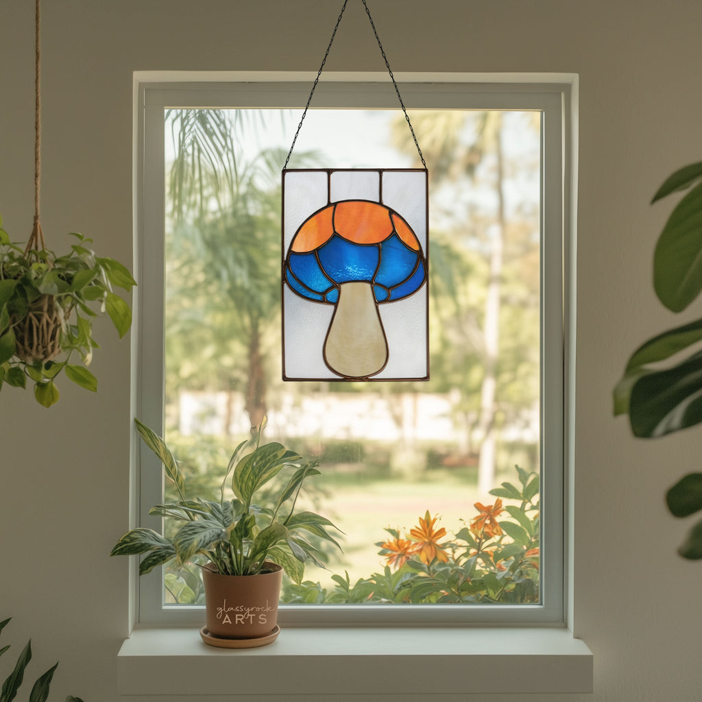 Mushroom Stained Glass Pattern and PNG