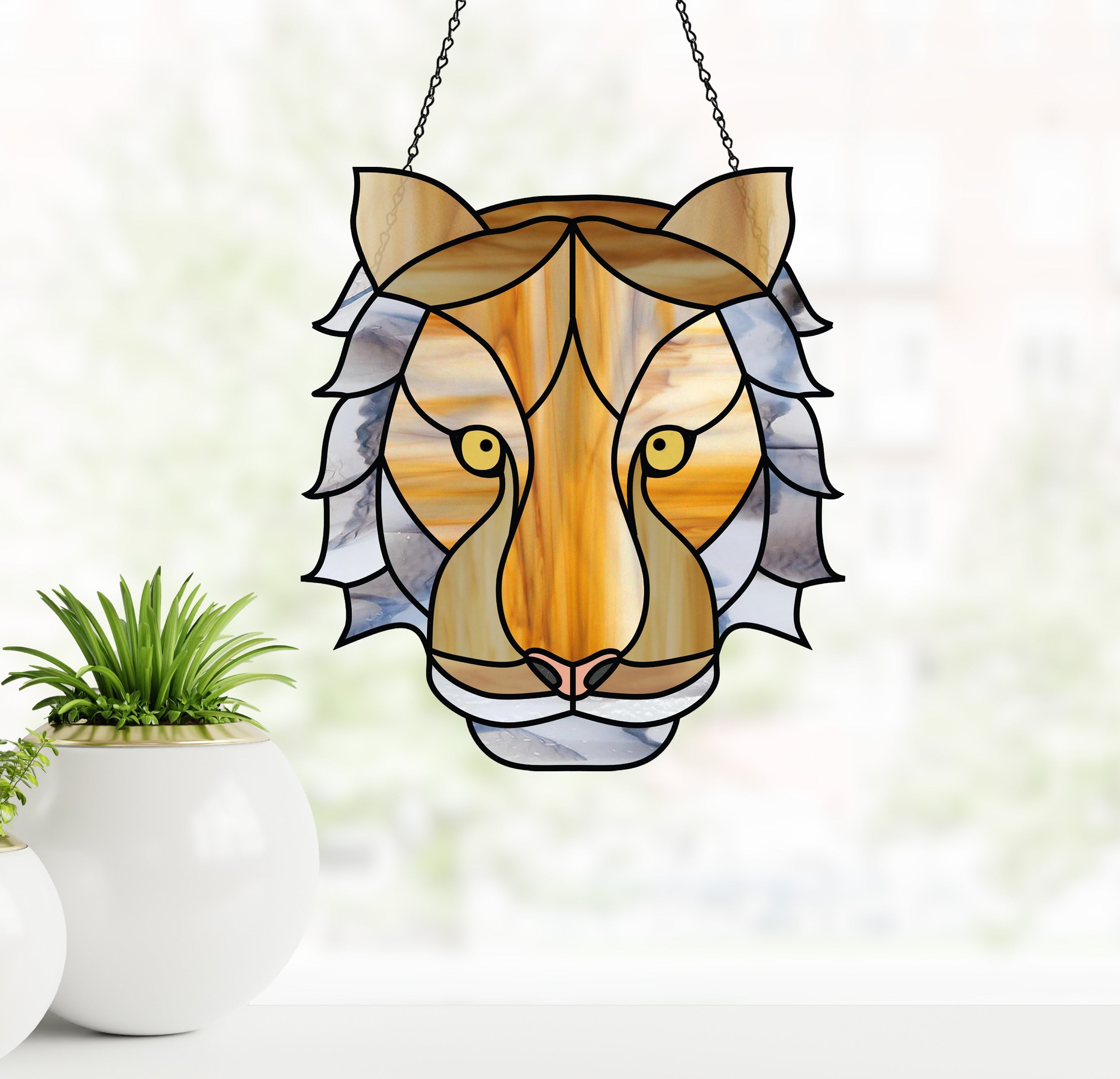 Tiger Eyes Stained Glass Pattern