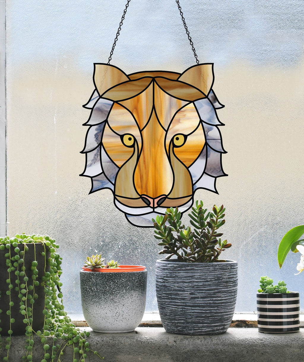 Tiger Eyes Stained Glass Pattern