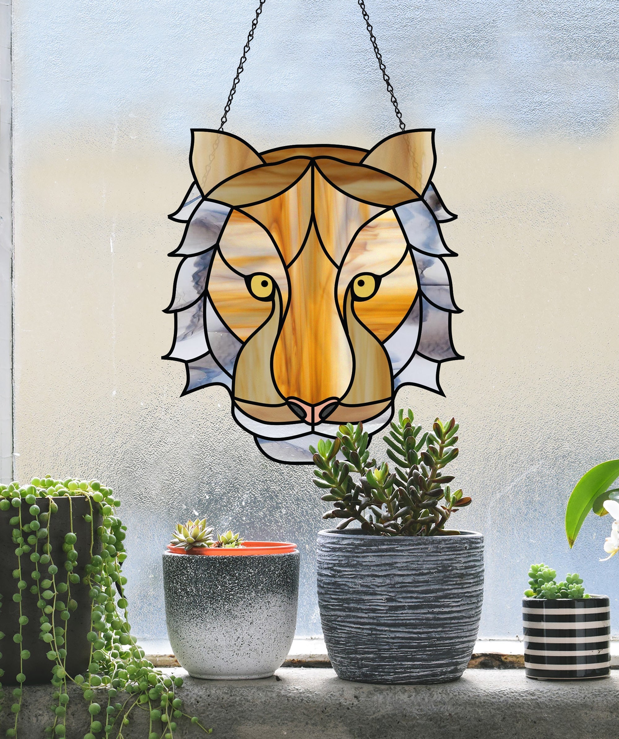 Tiger Eyes Stained Glass Pattern