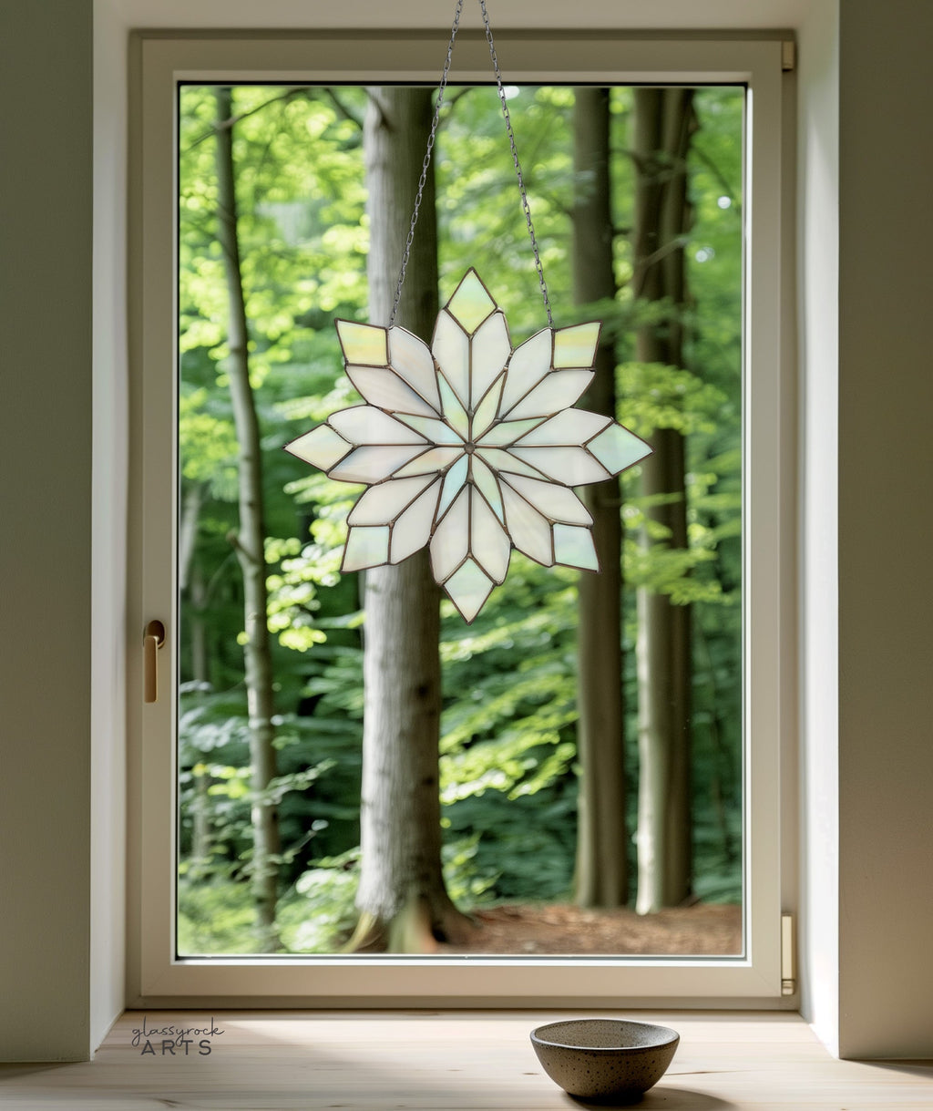 Snowflakes Stained Glass Pattern Pack of 6