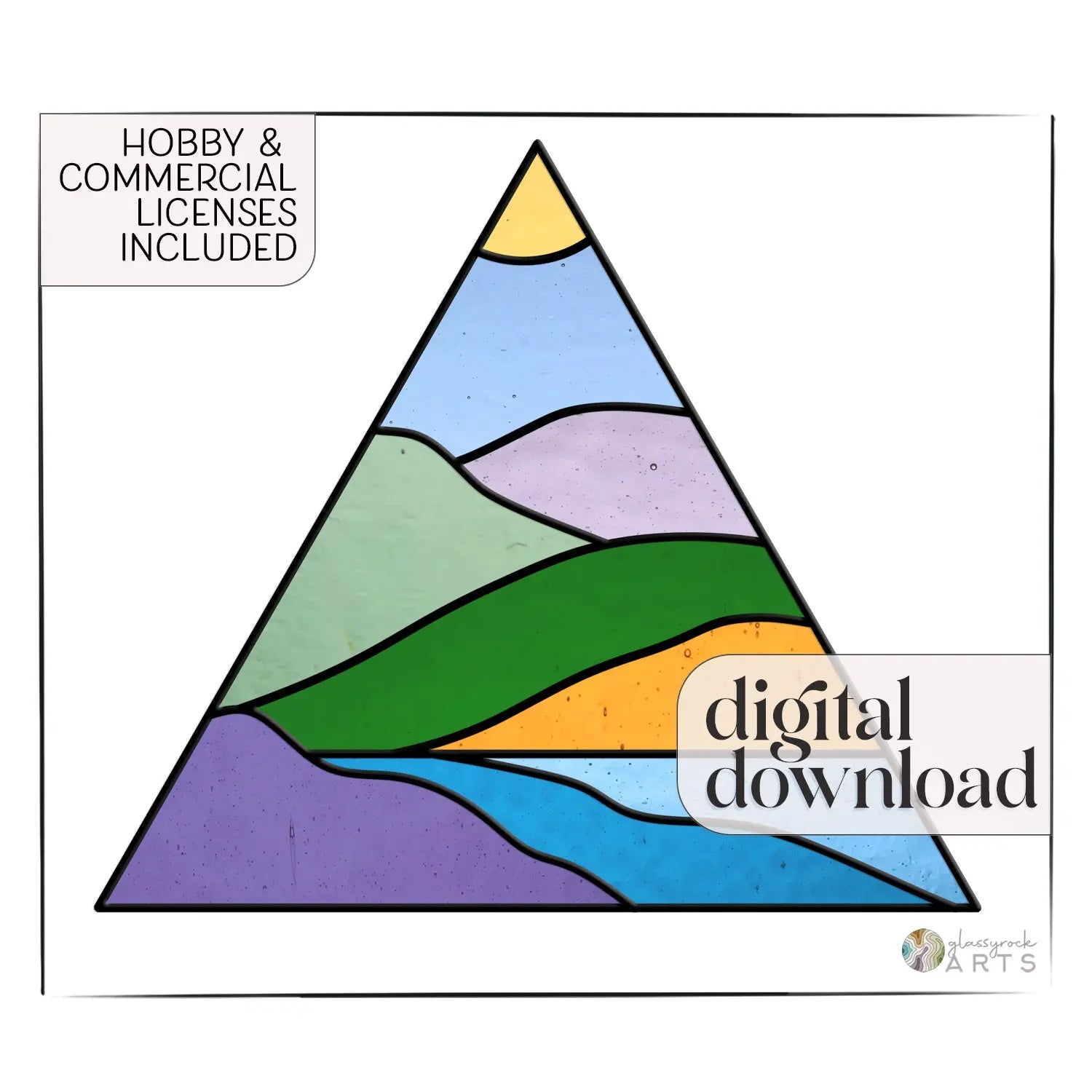Boho Landscape Triangle Stained Glass Pattern