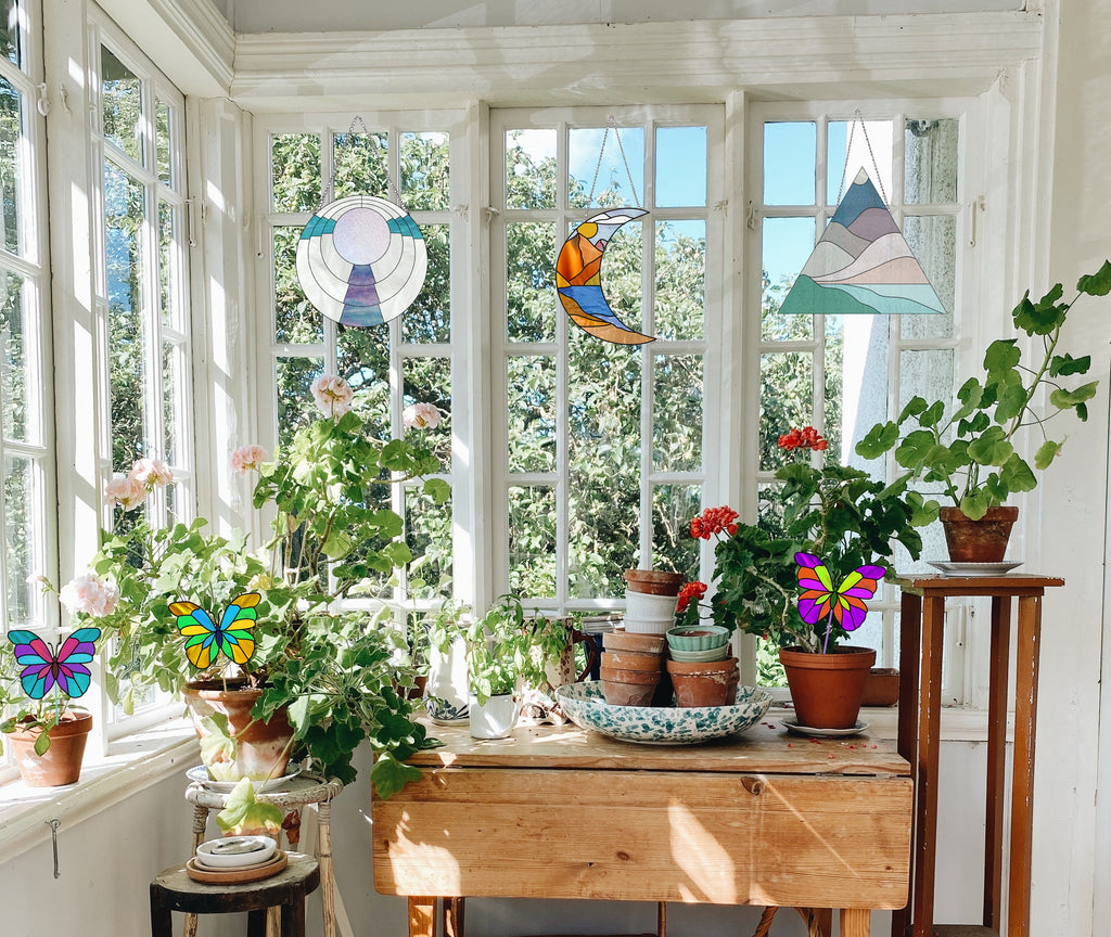 Boho Landscape Triangle Stained Glass Pattern