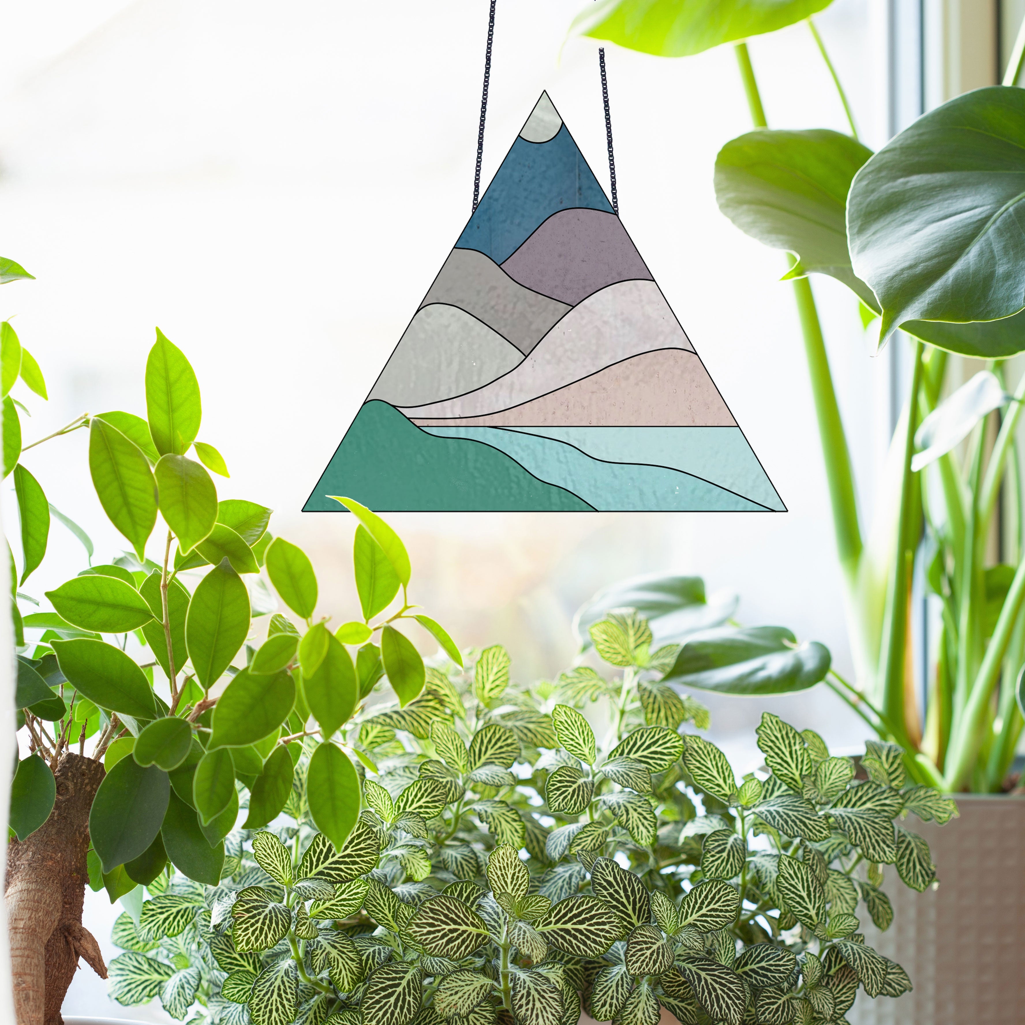 Boho Landscape Triangle Stained Glass Pattern