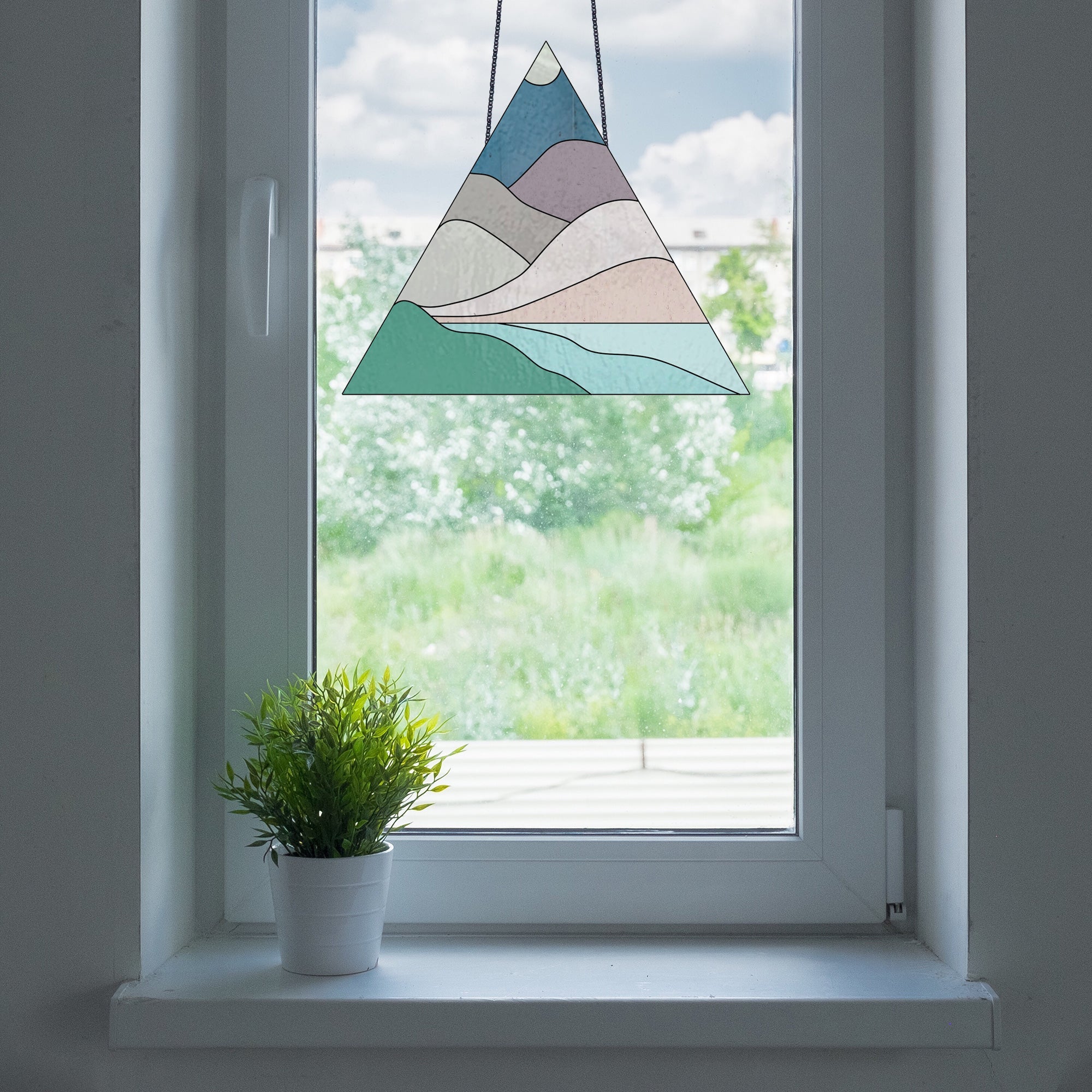 Boho Landscape Triangle Stained Glass Pattern