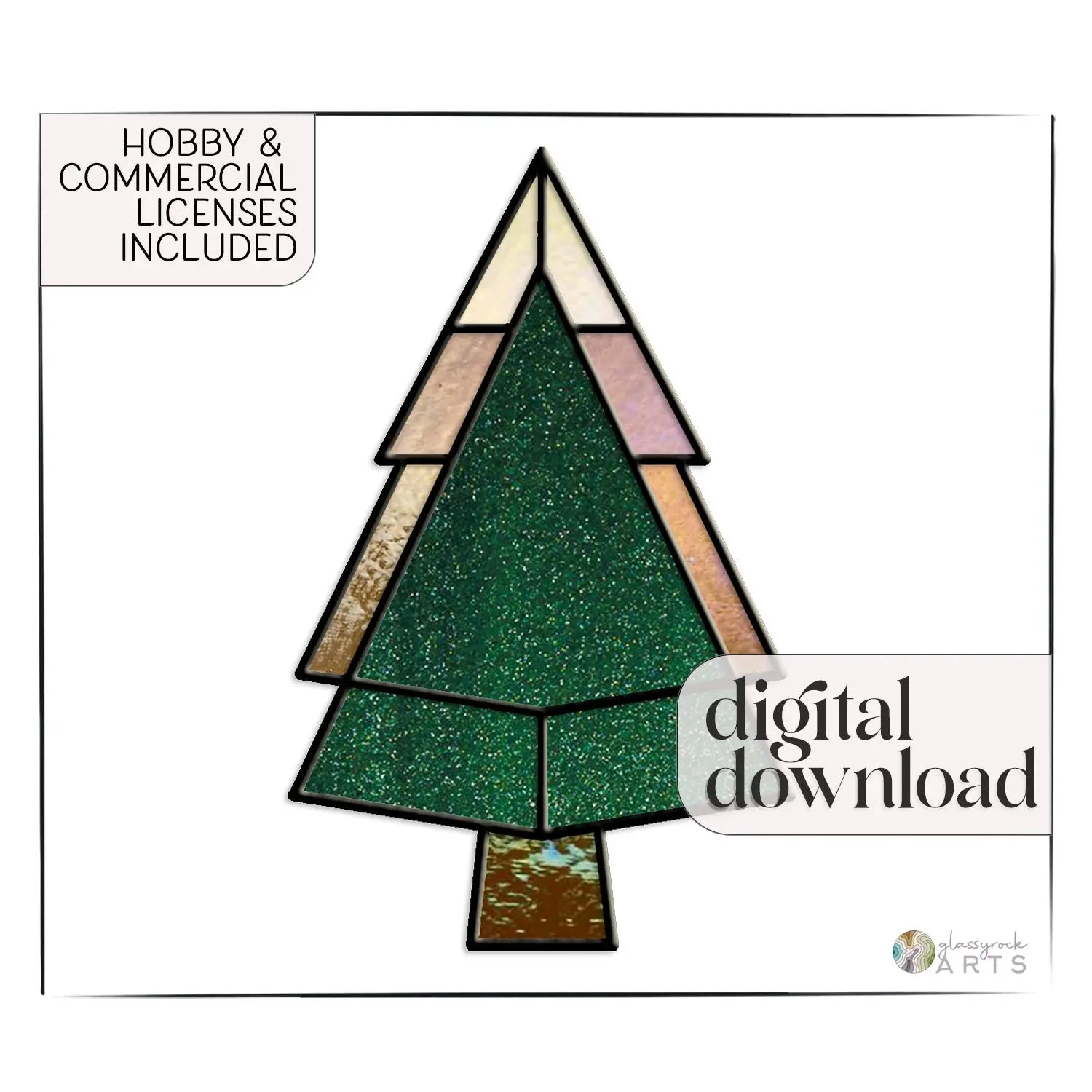 Christmas Tree Stained Glass Pattern (Triangle)