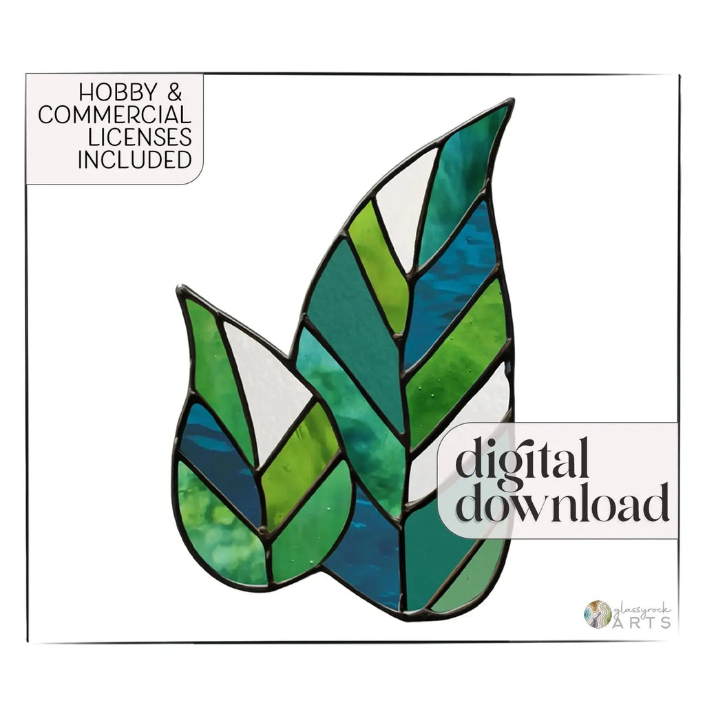 Two Mod Leaves Stained Glass Pattern