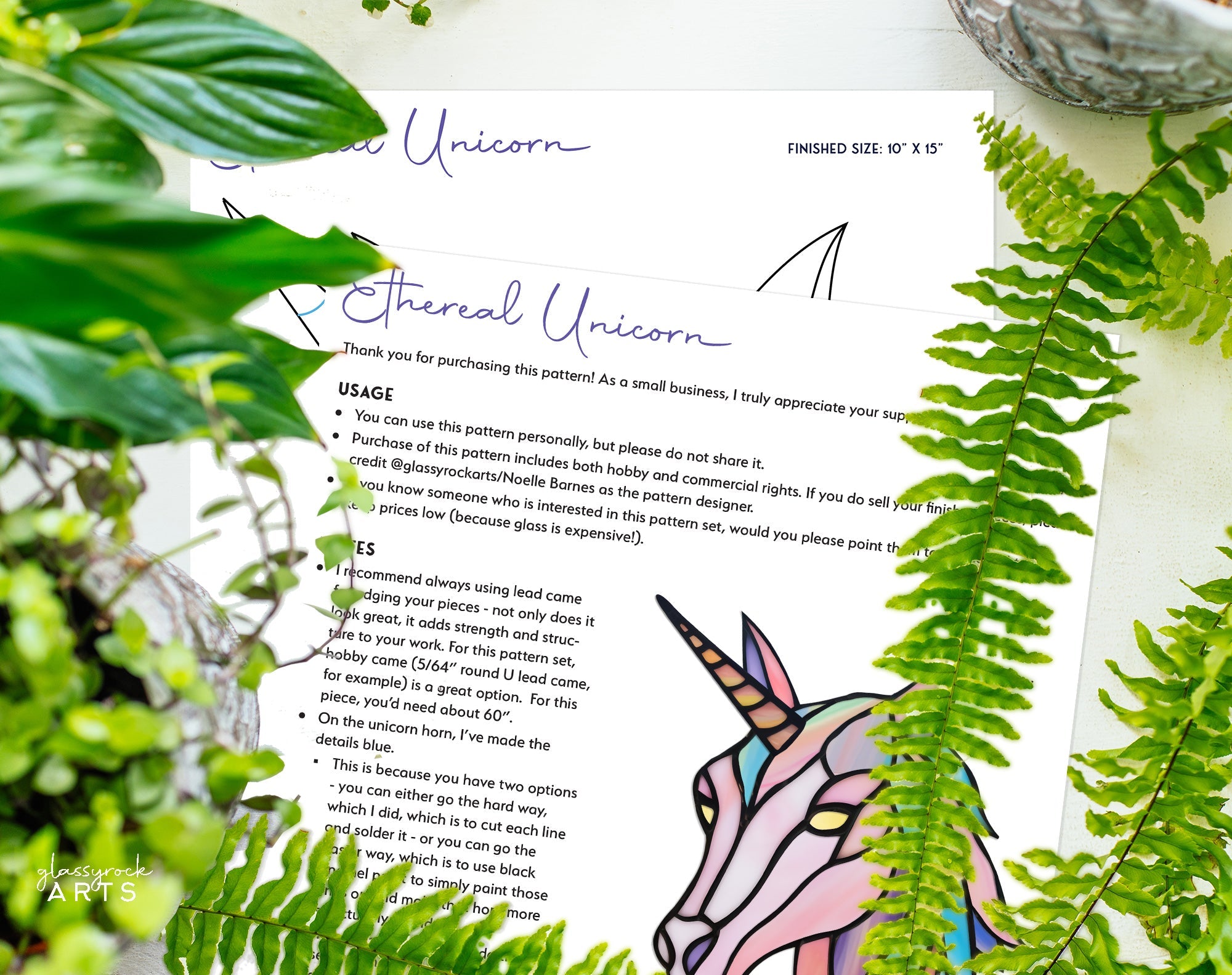 Ethereal Unicorn Stained Glass Pattern