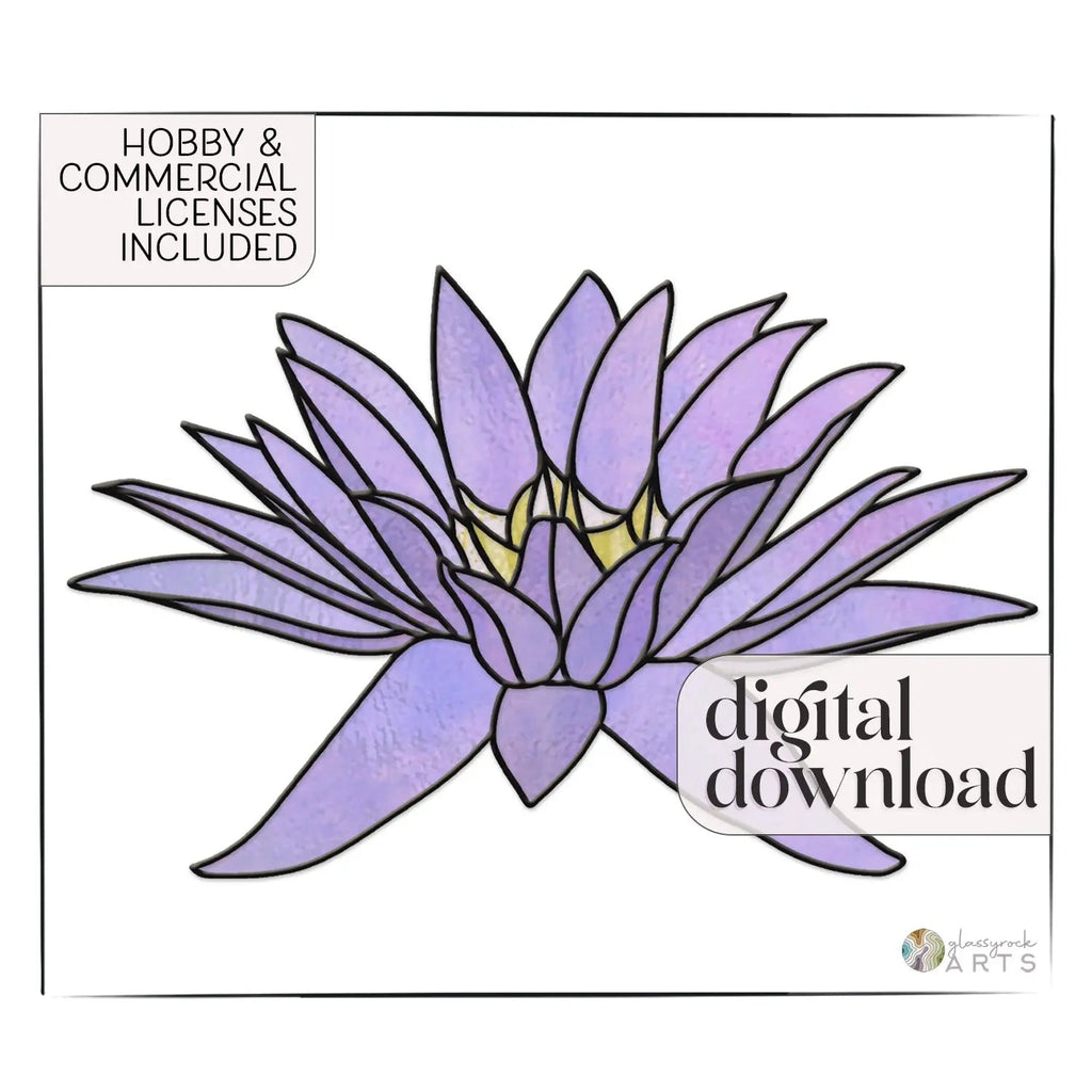 Big Flora Giant Stained Glass Water Lily Pattern PDF & PNG
