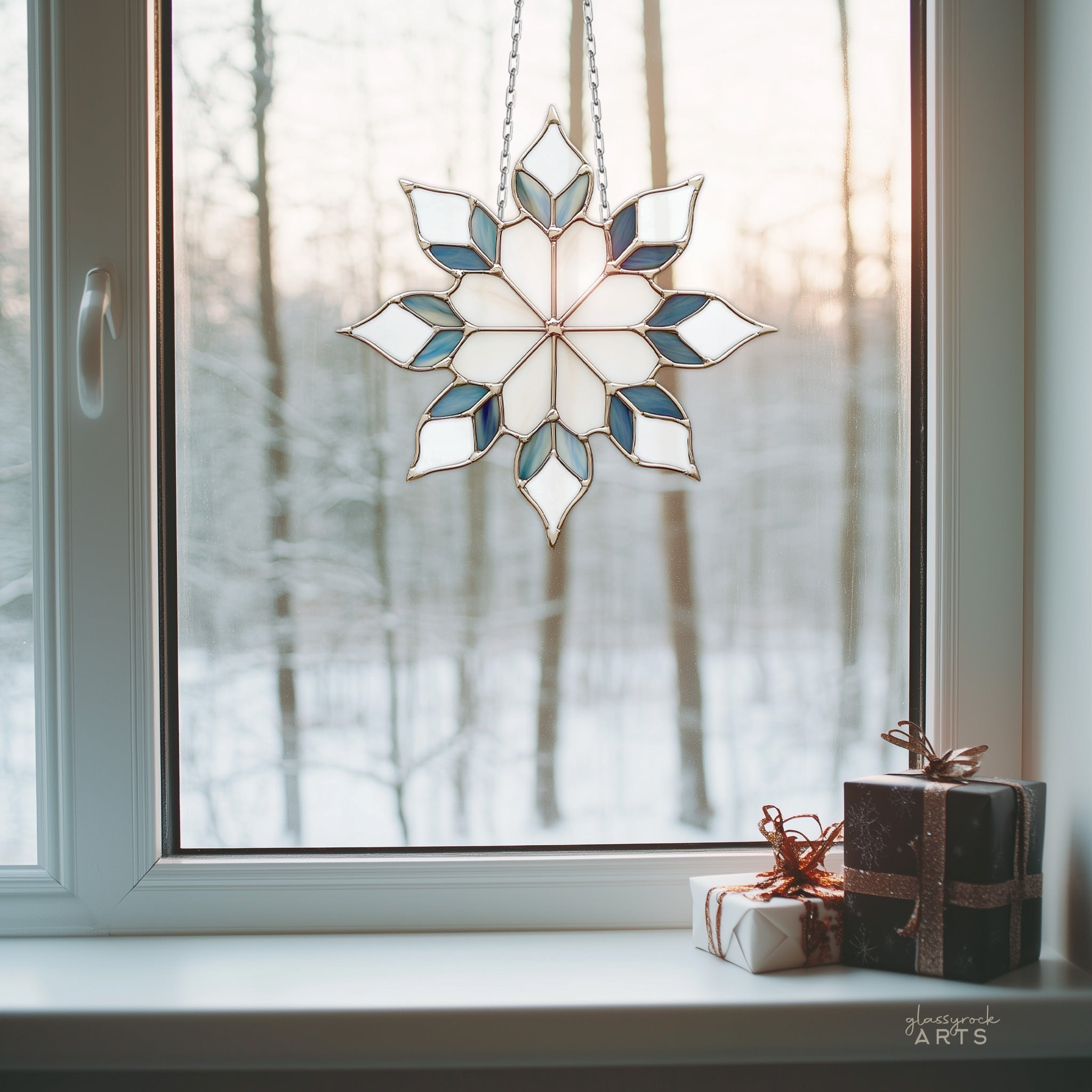 Snowflakes Stained Glass Pattern Pack of 6