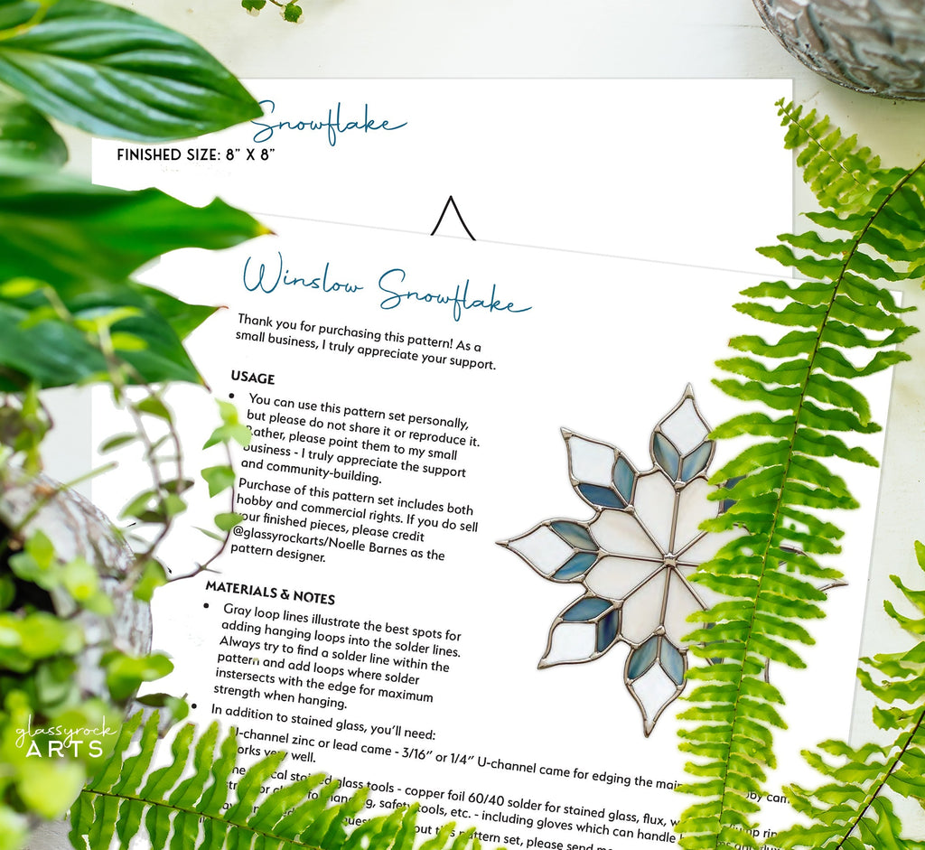 Snowflakes Stained Glass Pattern Pack of 6