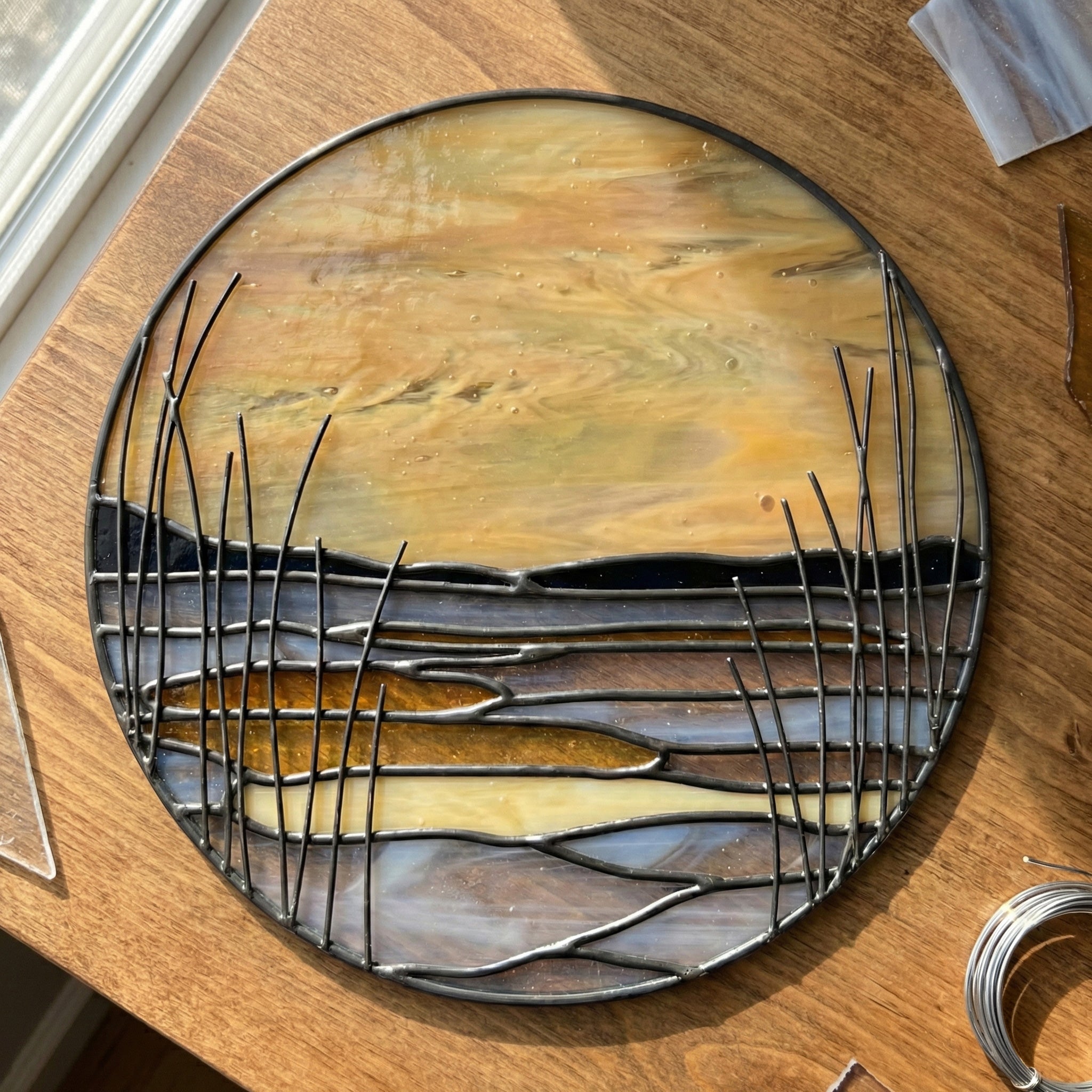 Winter Marsh Landscape Stained Glass Pattern