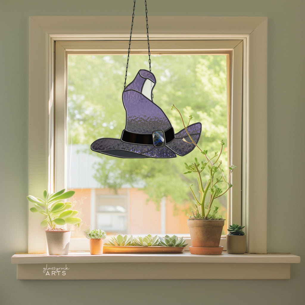 Witch Hat Halloween Stained Glass Pattern