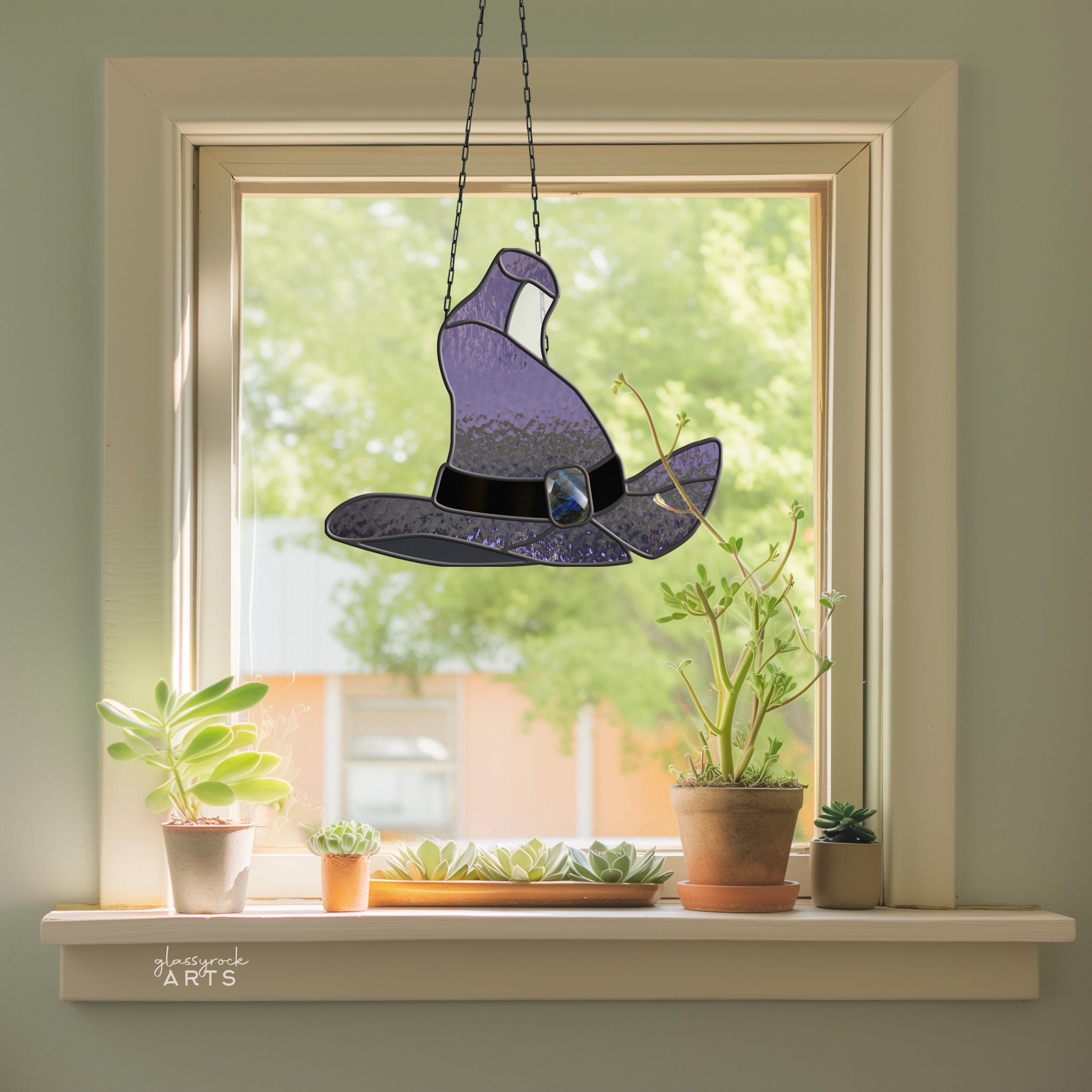 Witch Hat Halloween Stained Glass Pattern
