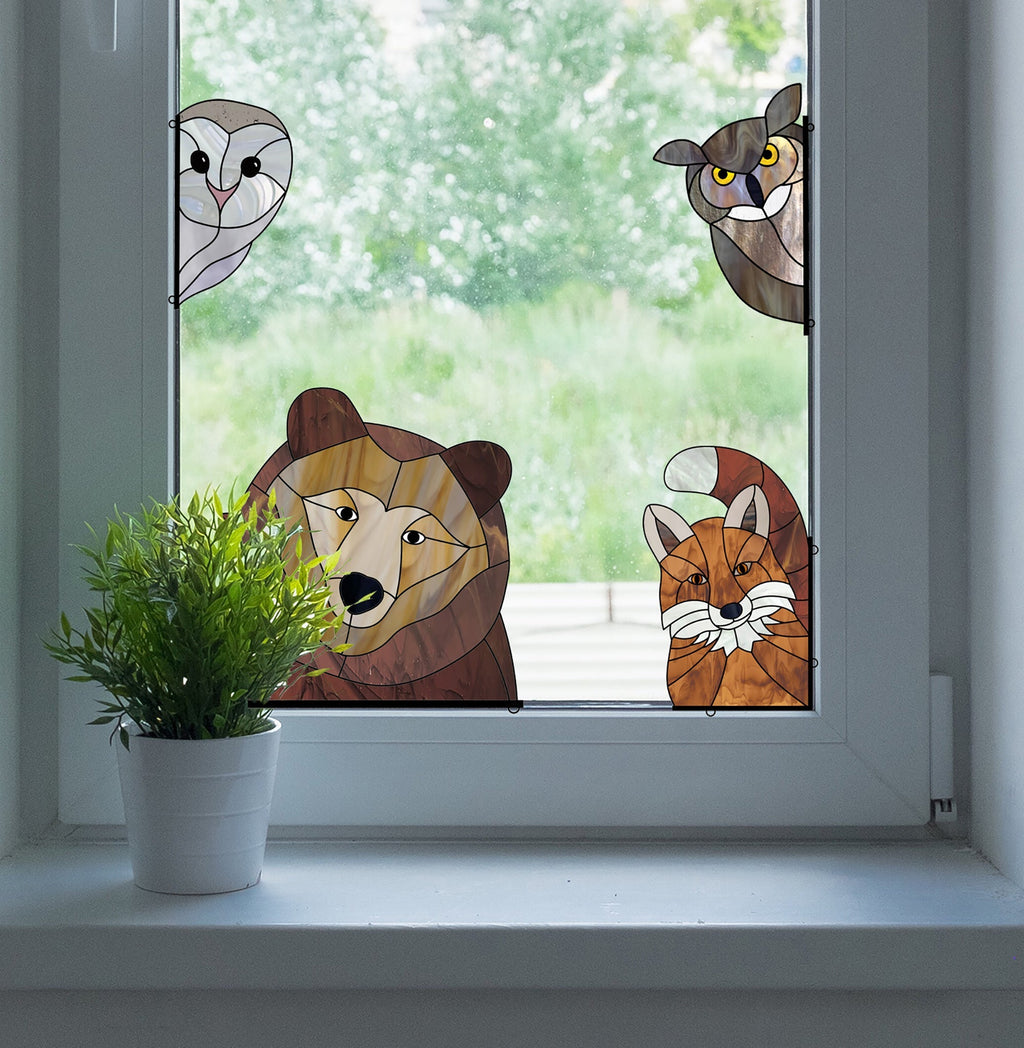 Animal Stained Glass Pattern 9-Pack